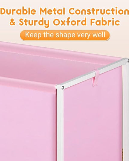 MISSLO Large Kids Toy Box for Girls with Wheels Toy Chest for Toddlers Toy Storage Organizer Big Toy Bin, 124L, Pink - LeafyLoom