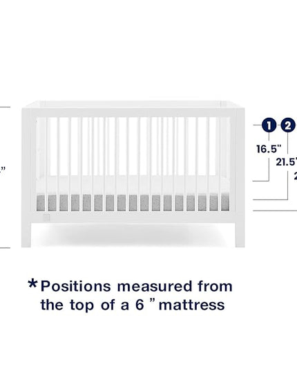 babyGap by Delta Children Charlie 6-in-1 Convertible Crib TrueSleep Crib and Toddler Mattress (Bundle), Bianca White - LeafyLoom