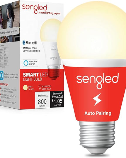 Sengled Alexa Light Bulb, S1 Auto Pairing with Alexa Devices, Warm Smart Light Bulbs, Bluetooth Mesh Smart Home Lighting, E26 60W Equivalent, 800LM, 1-Pack Sengled