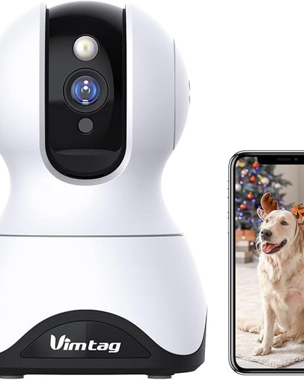 VIMTAG Security Camera Indoor 4K 8MP, Pet Camera 2.4 & 5Ghz WiFi, Baby Montior for Home Security Dog 360° Pan/Tilt, Phone App, Night Vision, Motion Alerts, Cloud/Local Storage, Support Alexa, 1 Pack Vimtag