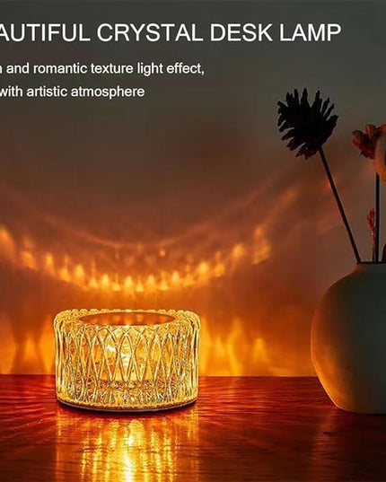 Portable Crystal LED Table Lamp, 3-Levels Brightness Desk Lamp, 3 Color Touch Control Rechargeable Lamp, Night Light, Bedside Lamp,Dining Room Lamp (3 Color) - LeafyLoom
