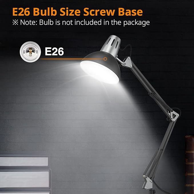 LEPOWER Floor Lamp, Swing Arm Floor Lamp, Industrial Floor Lamp with Heavy Metal Base, E26 Lamp Base Standing Reading Lamp, Modern Floor Lamp for Home Office, Living Room, Bedroom Black - LeafyLoom