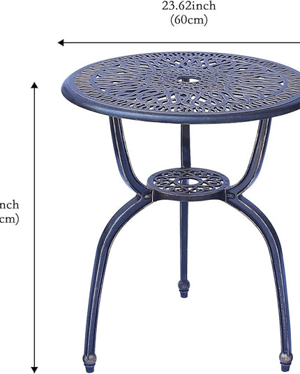 C/G 3 Piece Bistro Set,Outdoor Patio Set,Anti-Rust Cast Aluminum Bistro Table Set for Park Yard Front Porch Furniture(Antique Copper) - LeafyLoom