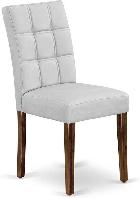 East West Furniture ANAS3-AWA-27 3 Piece Modern Dining Set consists A Dinning Table and 2 Light Gray Faux Leather Dinner Chairs, Antique Walnut, 36x36 Inch - LeafyLoom