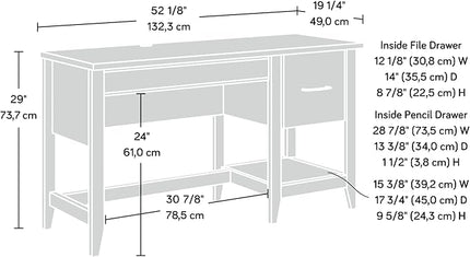 Sauder Summit Station Single Pedestal Desk, Glacier Oak Finish - LeafyLoom