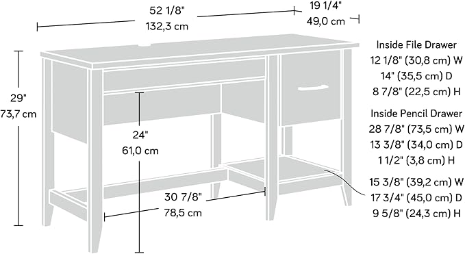 Sauder Summit Station Single Pedestal Desk, Glacier Oak Finish - LeafyLoom