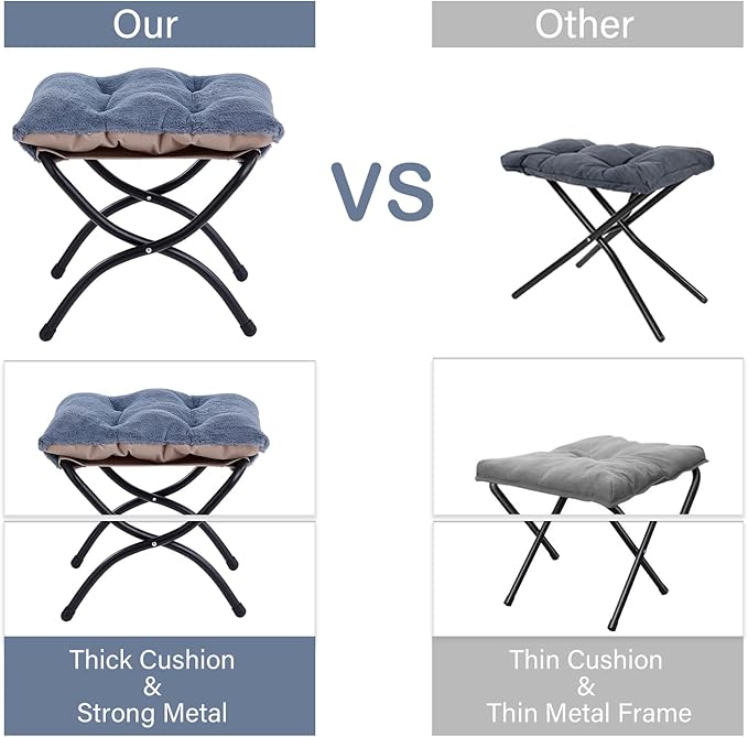 LITA Lazy Chair with Ottoman, Modern Accent Leisure Upholstered Sofa Chair, Lounge Reading Chair with Armrests and a Side Pocket for Living Room, Bedroom & Small Space, Plush Light Blue - LeafyLoom