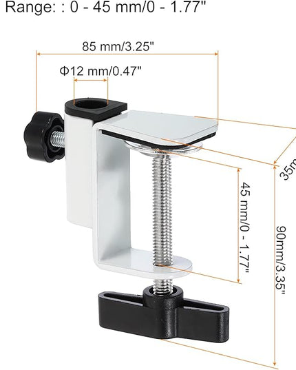 PATIKIL 0.49" Hole Dia. Desk Clamp, 2 Pcs Universal C-Clamp Base with Adjustable Screw for Microphone Mic Arm Table Lamp Mount Holder, White - LeafyLoom