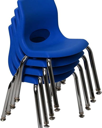 Angeles H, Blue with Chrome Legs, 4 Pack MyPosture Children's Chair, 10-inch - LeafyLoom