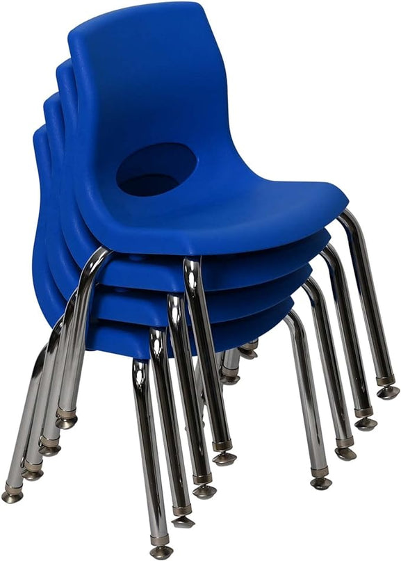 Angeles H, Blue with Chrome Legs, 4 Pack MyPosture Children's Chair, 10-inch - LeafyLoom