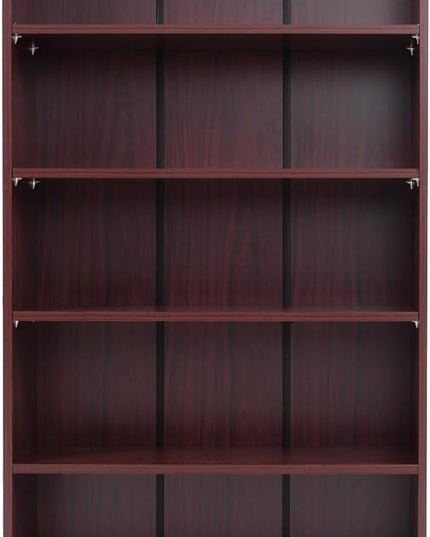 STARY 5 Shelf Mahogany Bookcase 60 inch Tall Wood Bookshelf for Bedroom - LeafyLoom