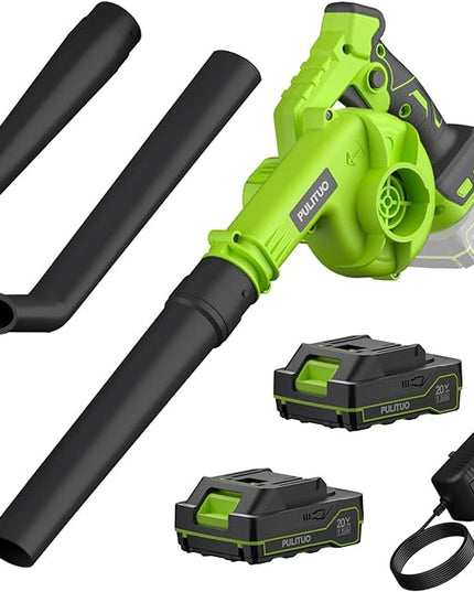 Leaf Blower Cordless with 2 Batteries and Charger, 20V Electric Leaf Blower 120MPH Small Leaf Blower, Lightweight Battery Leaf Blower Yard Tools Grass Blowers for Lawn Care Patio Backyard Garden Floor - LeafyLoom