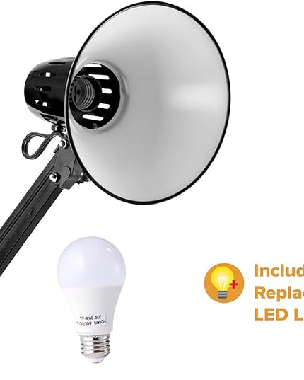Bostitch Office VLF100 LED Swing Arm Desk Lamp with Clamp Mount, 36" Reach, includes LED Bulb,Black - LeafyLoom