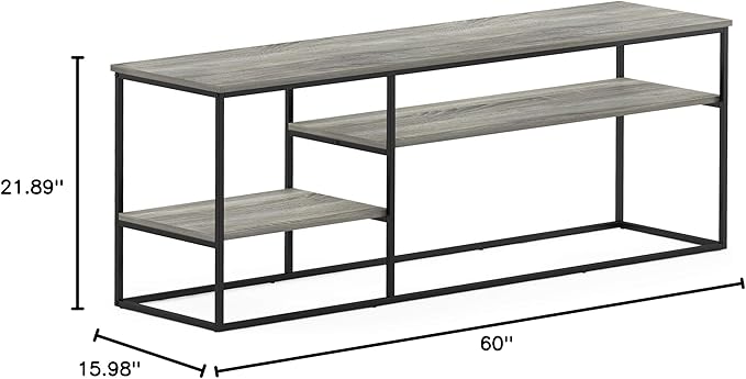 Furinno Moretti Modern Lifestyle TV Stand, French Oak Grey - LeafyLoom
