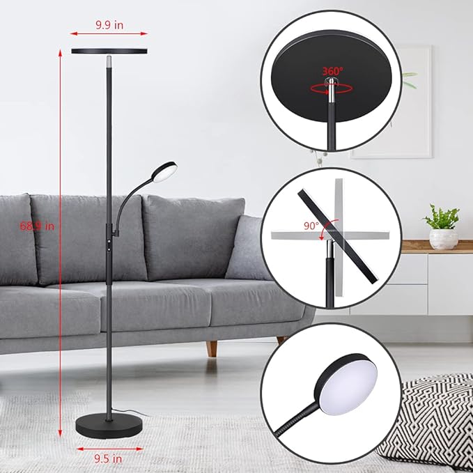 Dimunt Floor Lamp LED Floor Lamps for Living Room Bright Lighting & LED Floor Lamp, Bright 15W Floor Lamps for Living Room with 1H Timer - LeafyLoom