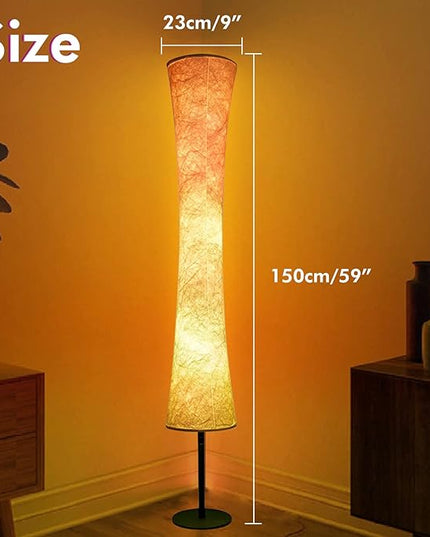 AKT LIGHTING Smart Floor Lamp, RGB Color Changing LED Lamp, App Control Modern Floor Lamp with DIY Mode and Music Sync, Standing Lamp with White Fabric Shade for Living Room, Bedroom and Play Room - LeafyLoom