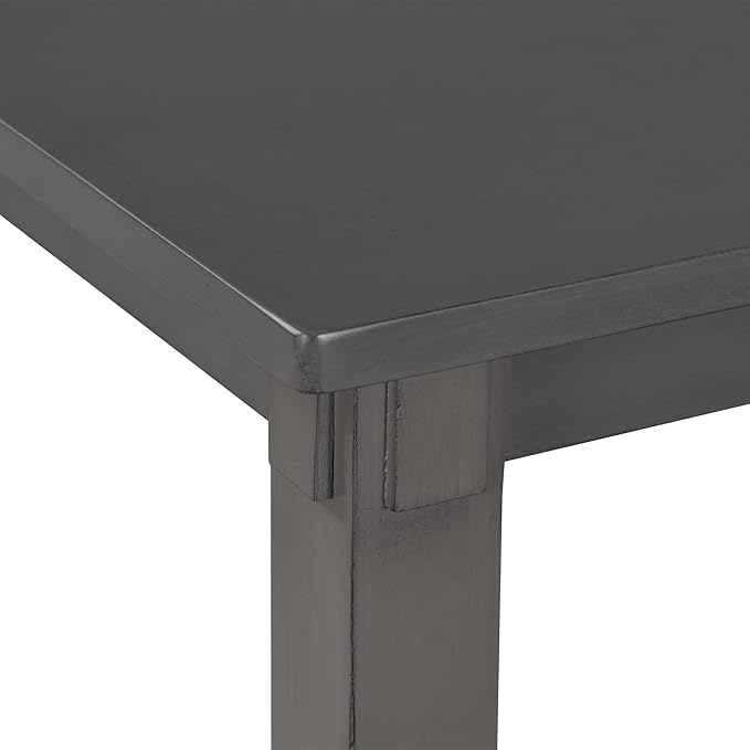 6-Piece Wooden Rectangular Dining Table Set with Bench and 4 Upholstered Chairs for Kitchen Living Room, Farmhouse Rustic Style, Gray, 60''L x 36''W x 30''H - LeafyLoom