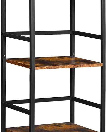 ELYKEN Small Bookshelf, 3-Tier Bookcase with Metal Frame, Vintage Display Book Shelf, Freestanding Open Organizer Shelves for Office Study Living Room, Bedroom, Rustic Brown - LeafyLoom