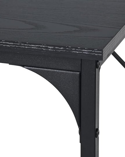 FurnitureR 31.5 inch Small Study Writing Table with Storage Bag Space Saving for Home Office, Modern PC Metal Frame Computer Desk, Black - LeafyLoom