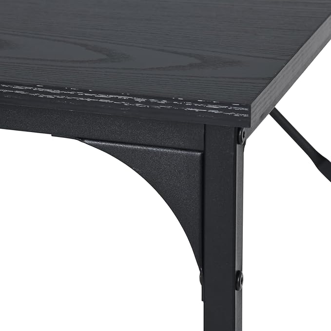 FurnitureR 31.5 inch Small Study Writing Table with Storage Bag Space Saving for Home Office, Modern PC Metal Frame Computer Desk, Black - LeafyLoom