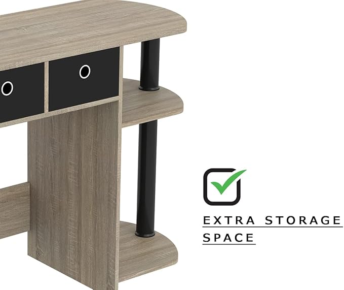Safdie Small Computer Space-Saver Writing 2 Storage Drawers-Sturdy Study, Work Table-Compact Home, Living, Dorm Room,Bedroom, Office Modern Student, Gamer Desk, One Size, Dark Taupe - LeafyLoom
