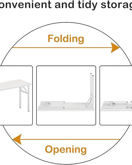Need Home Office Desk Large Computer Desk 60 inch Sturdy Table Foldable Desk Gaming Computer Table No Assembly Required, White&White Frame AC5DW(152.4 * 60) - LeafyLoom
