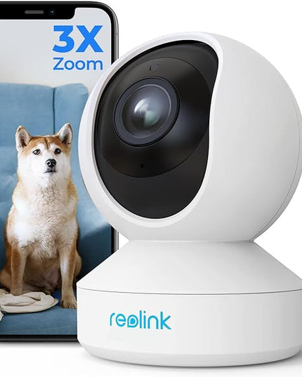REOLINK E1 Zoom Indoor Security Camera, 2.4/5GHz Dual Band WiFi, 5MP Plug-in Pet Camera, 360 Degree Baby/Dog Monitor with 3X Optical Zoom, Auto Tracking, Person/Pet Detection,5V/2A DC REOLINK