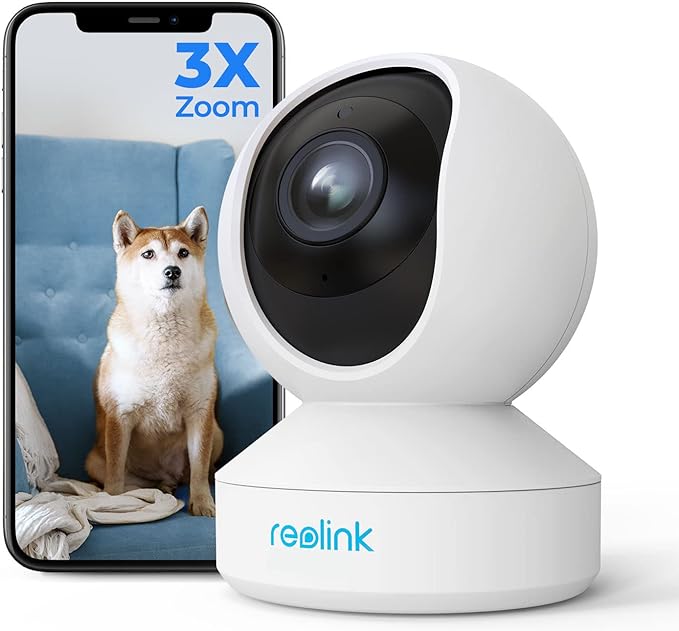 REOLINK E1 Zoom Indoor Security Camera, 2.4/5GHz Dual Band WiFi, 5MP Plug-in Pet Camera, 360 Degree Baby/Dog Monitor with 3X Optical Zoom, Auto Tracking, Person/Pet Detection,5V/2A DC REOLINK
