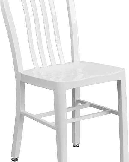 Flash Furniture Commercial Grade White Metal Indoor-Outdoor Chair - LeafyLoom