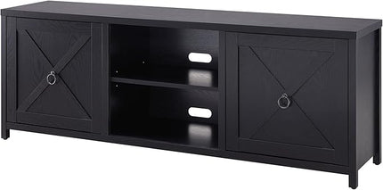 Henn&Hart Rectangular TV Stand for TV's up to 80" in Black Grain, TV Stands for the Living Room - LeafyLoom