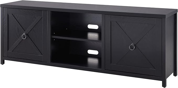 Henn&Hart Rectangular TV Stand for TV's up to 80" in Black Grain, TV Stands for the Living Room - LeafyLoom