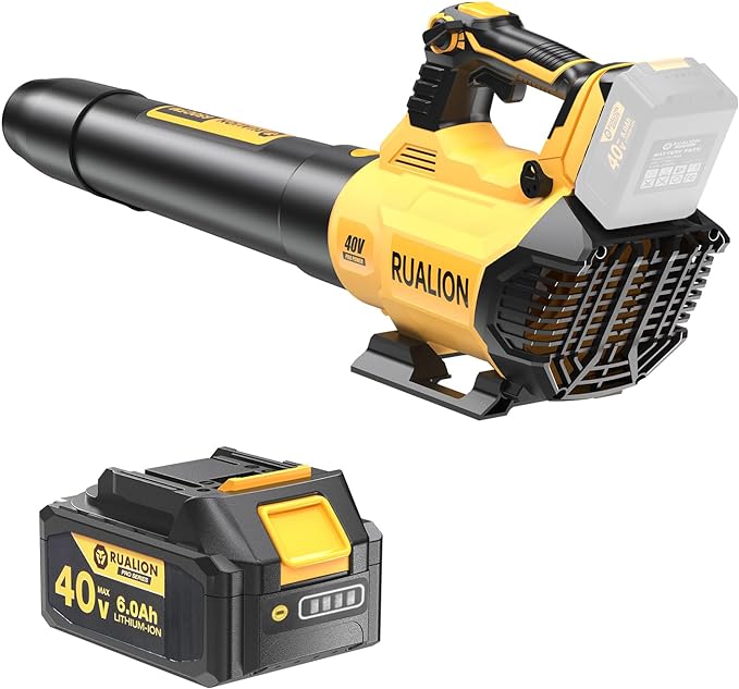 Leaf Blower Cordless Up to 650 CFM 195 MPH-Electric Leaf Blowers Brushless-Battery Powered Blowers for Lawn Care, Patio, Garage(40V 6.0 Ah Battery and Charger included) - LeafyLoom