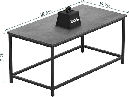 SAYGOER Coffee Table Simple Modern Coffee Tables Open Design Rectangular Minimalist Center Table for Living Room Home Office, Easy Assembly, 39.37x19.69 x17.72, Gray Black - LeafyLoom
