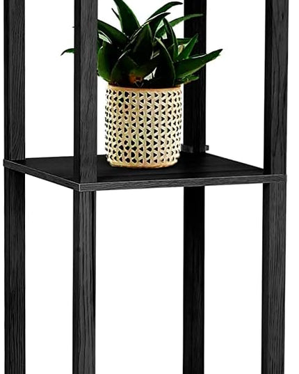 Brightech Maxwell - Modern Shelf Floor Lamp with Shade and LED Bulb Corner Display Lamps Shelves for Living Room, Bedroom Office Black - LeafyLoom