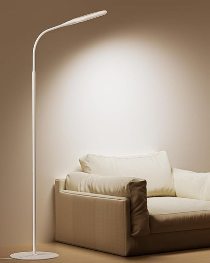 LED Floor Lamp, CRI 95+ Bright Floor Lamps for Bedroom with 4 Hours Auto Off, Stepless Dimming & 3000K-6000K Colors Standing Lamp for Living Room with 360° Gooseneck Reading Lamp for Office - LeafyLoom