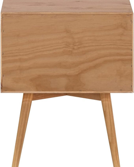 Walker Edison Mid Century Modern 1 Nightstand Bedroom Storage Drawer and Shelf Bedside End Table, 24 Inch, Natural Pine - LeafyLoom
