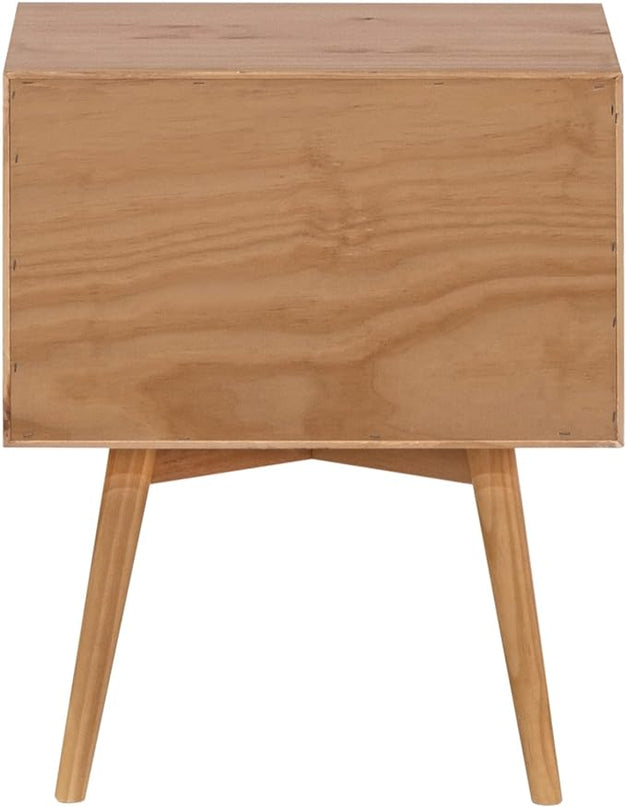 Walker Edison Mid Century Modern 1 Nightstand Bedroom Storage Drawer and Shelf Bedside End Table, 24 Inch, Natural Pine - LeafyLoom