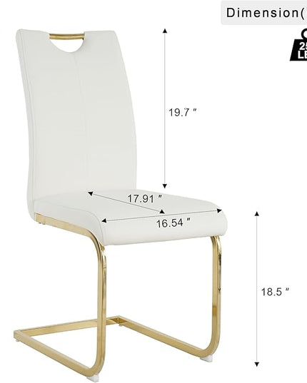 NicBex Haerin-SD-00372-LWJ Dining Chairs, 16.5"x17.9"x38.2", White and Gold - LeafyLoom