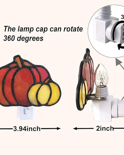 Stained Glass pumpkin night light is suitable for bedroom, study and children's room. They are gifts for mothers, family and friends. - LeafyLoom