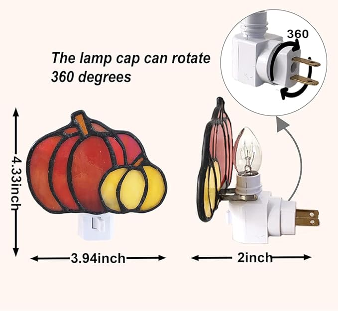 Stained Glass pumpkin night light is suitable for bedroom, study and children's room. They are gifts for mothers, family and friends. - LeafyLoom