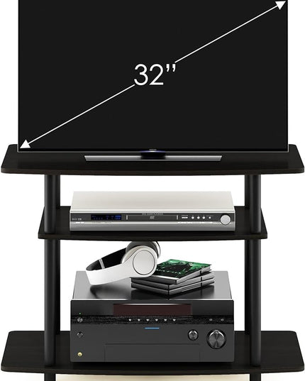 Furinno Turn-N-Tube No Tools 3-Tier Entertainment Center TV Stand for TV up to 32 Inch, Plastic Round Tubes, Espresso/black - LeafyLoom