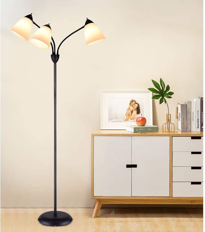 DINGLILIGHTING Floor Lamp Modern for Living: Flexible Gooseneck Floor Lamps Standing for Bedroom Home Office - Tall Floor Lights - LeafyLoom