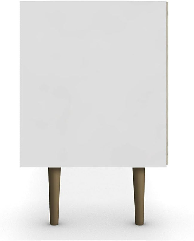 Manhattan Comfort Liberty Mid Century Modern TV Stand for Televisions up to 65 Inches, Bedroom and Living Room Entertainment Center with Storage, Shelves, and Cabinet, 71" Wide, White/3D Brown - LeafyLoom