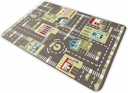 Kid Rug Carpet Playmat for Toy Cars and Train，Play Area Rug with Rubber Backing，Fun Throw Rug，Ideal Gift for Children Baby Bedroom Play Room(100×160cm/39×63in) - LeafyLoom