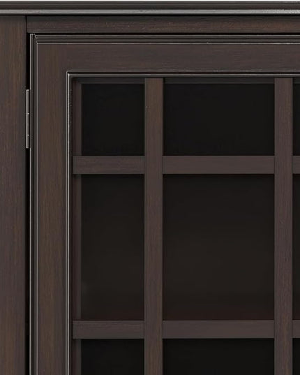 SIMPLIHOME Connaught SOLID WOOD 60 inch Wide Traditional Wide Storage Cabinet in Chestnut Brown for The Living Room, Entryway and Family Room - LeafyLoom