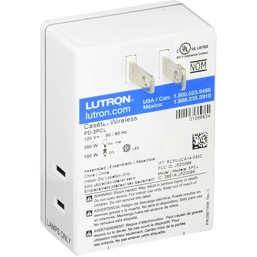 Lutron Caseta Smart Lamp Dimmer Switch (Lutron Smart Hub Required) for Floor and Table Lamps, for Dimmable LED Lights, up to 100 Watt, PD-3PCL-WH, White Lutron
