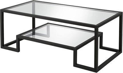 Henn&Hart 45" Wide Rectangular Coffee Table in Blackened Bronze, Modern coffee tables for living room, studio apartment essentials - LeafyLoom