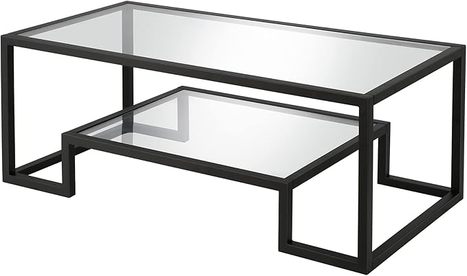 Henn&Hart 45" Wide Rectangular Coffee Table in Blackened Bronze, Modern coffee tables for living room, studio apartment essentials - LeafyLoom