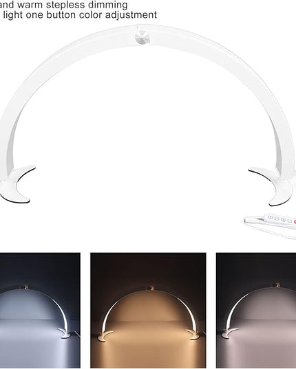 Pomya Half Moon Light for Nails, 28 Inch Foldable LED Half Moon Desk Lamp with 10 Brightness Adjustment, 3200K‑5600K Dimmable Lighting Lamp with Remote for Beauty Lash Extension Tattoo - LeafyLoom