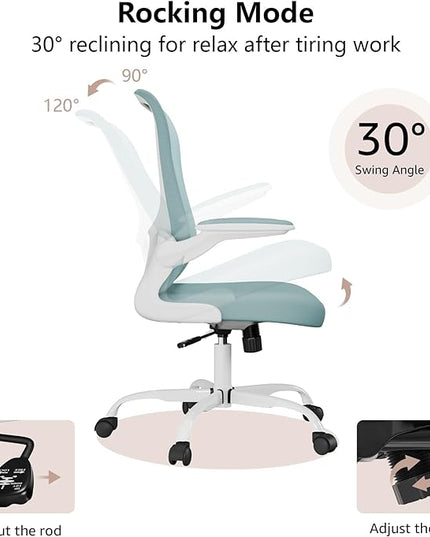 Ergonomic Office Chair, Comfort Swivel Home Office Task Chair, Breathable Mesh Desk Chair, Lumbar Support Computer Chair with Flip-up Arms and Adjustable Height - LeafyLoom